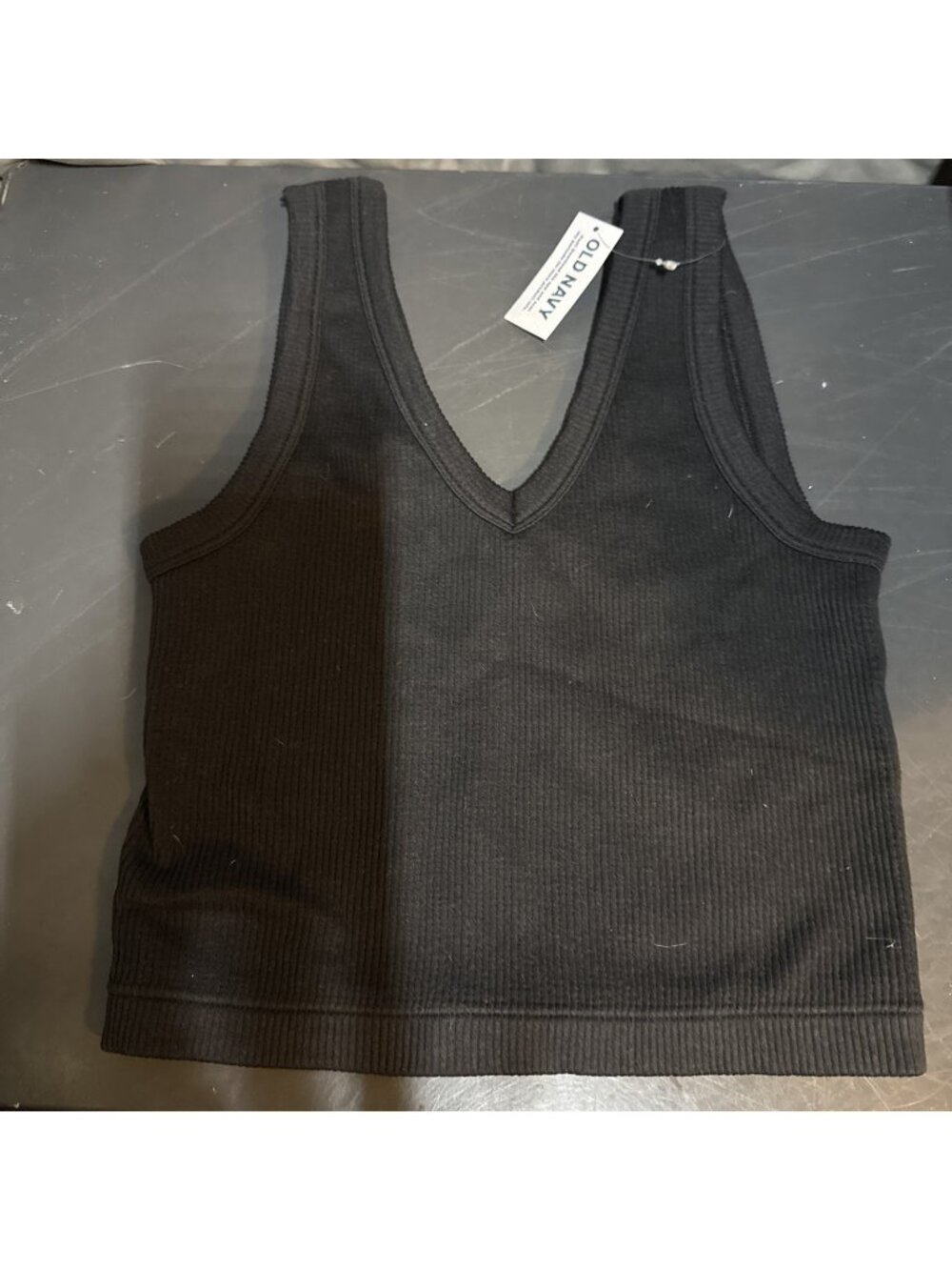 Old Navy Tank Top Women's Size Medium Black Pullover Sleeveless Ribbed Shelf Bra